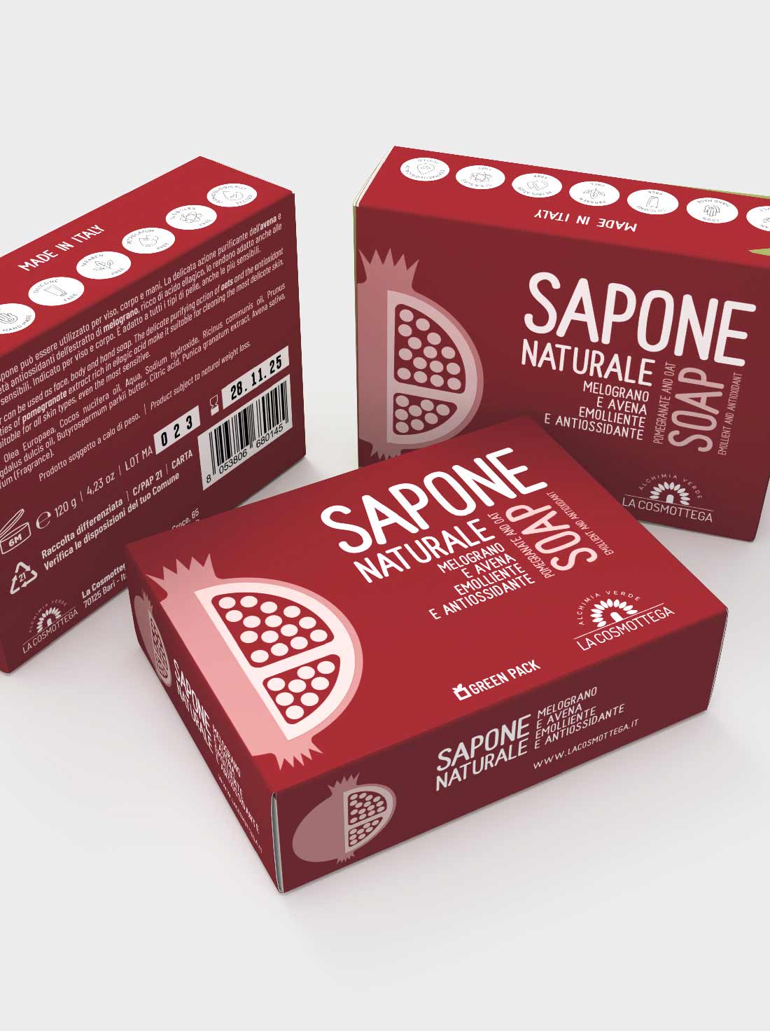 La Cosmottega sapone solido melograno e avena pelli sensibili