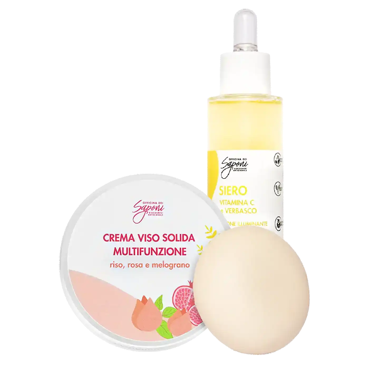Officina dei Saponi Kit Viso Siero Illuminante + Crema Solida Vitamina C