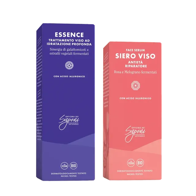 Officina dei Saponi Viso ai Fermentati Kit Essence e Siero Antietà
