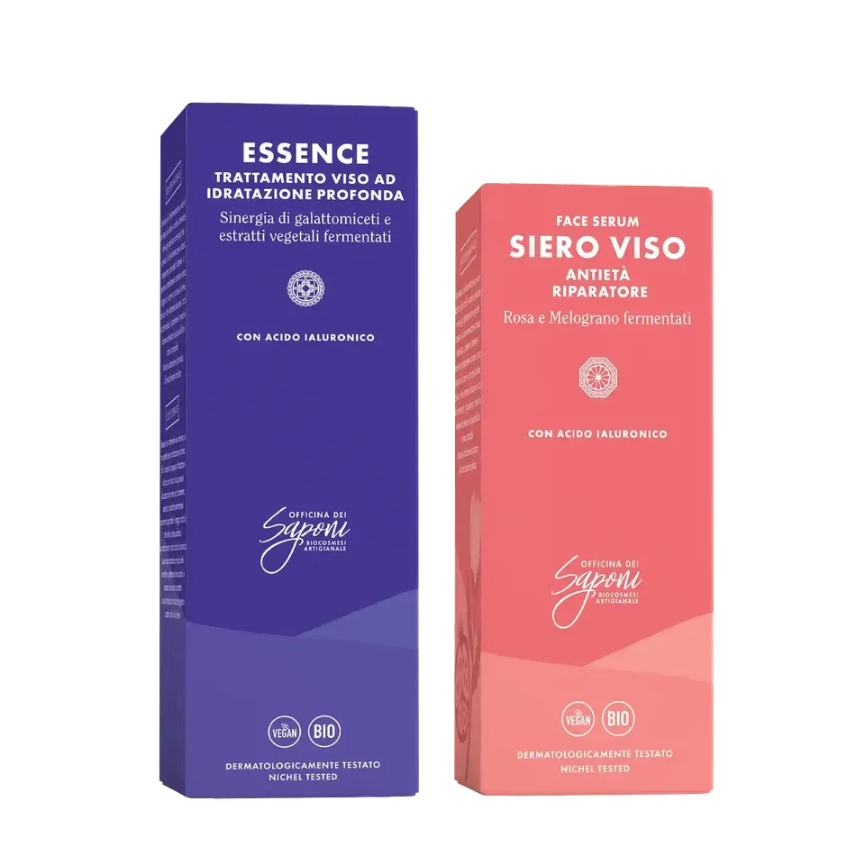 Officina dei Saponi Viso ai Fermentati Kit Essence e Siero Antietà