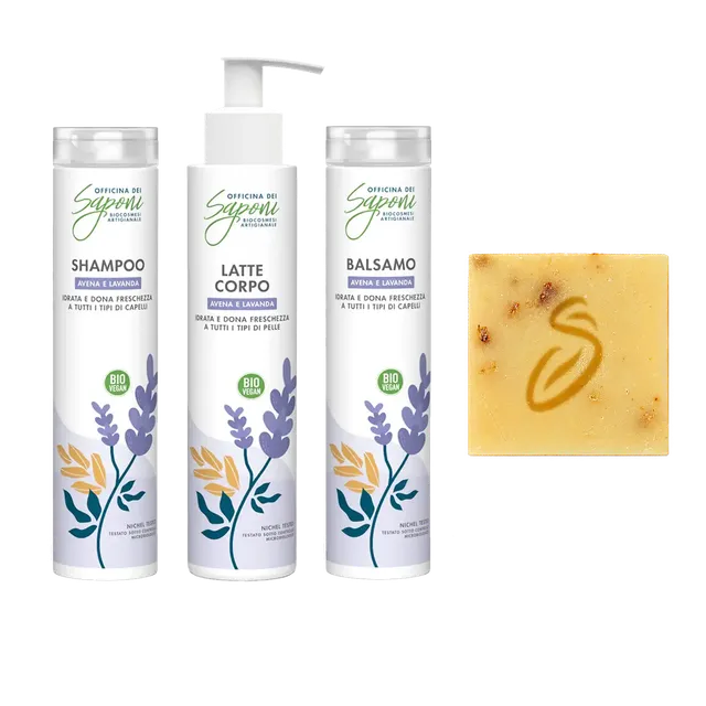 Officina dei Saponi Routine Essenziale kit avena e lavanda