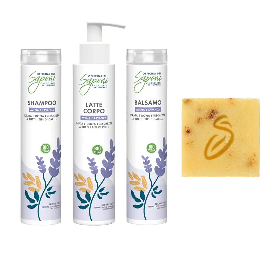Officina dei Saponi Routine Essenziale kit avena e lavanda