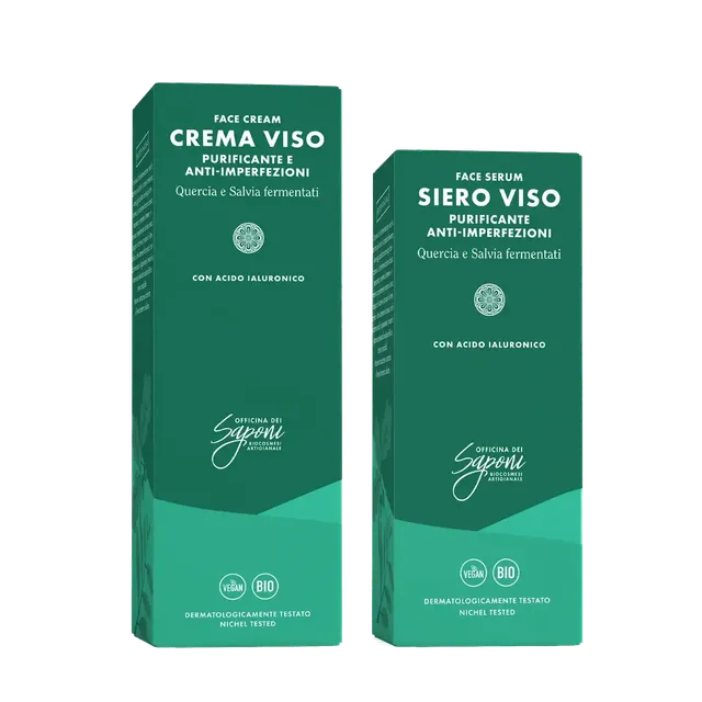 Officina dei Saponi Viso Fermentati Kit Crema e Siero Purificante anti-imperfezioni
