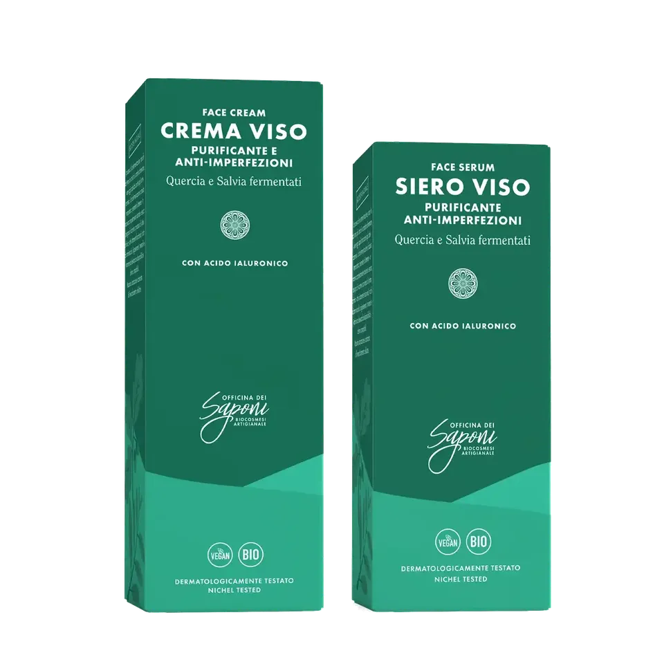 Officina dei Saponi Viso Fermentati Kit Crema e Siero Purificante anti-imperfezioni