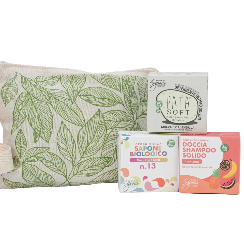 Officina dei Saponi Kit Viaggio Lei Set 3 Saponi Solidi con Pochette