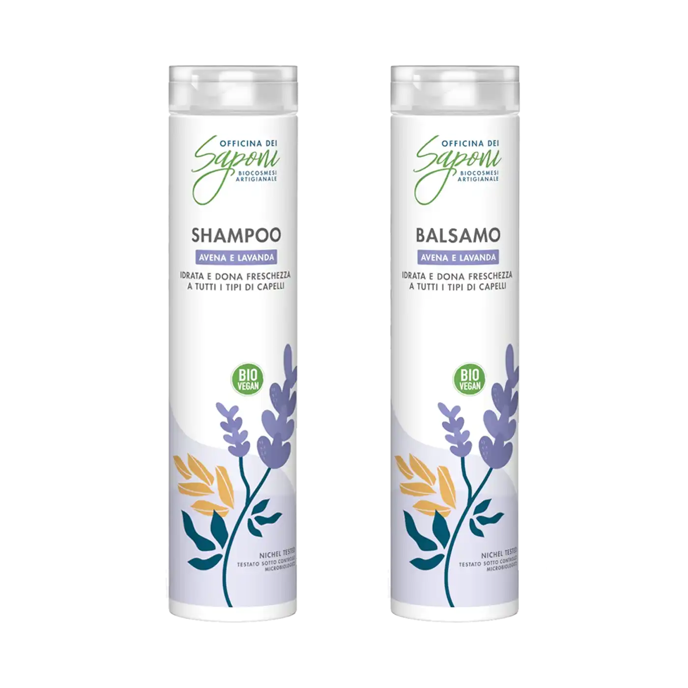 Officina dei Saponi Avena e Lavanda kit shampoo e balsamo capelli delicati