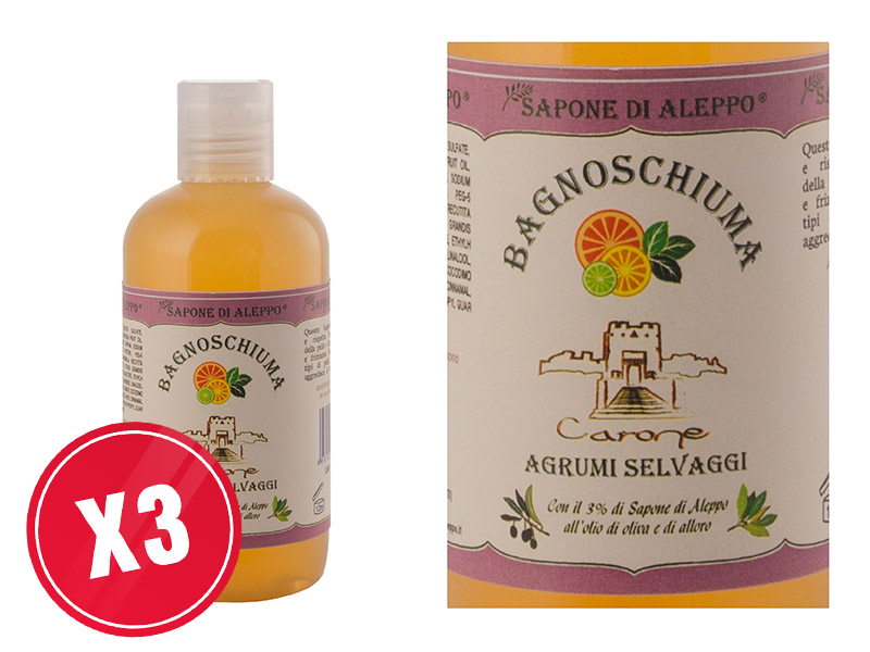 Noire di Hammam Sapone di Aleppo bagnoschiuma 3x250 ml agrumi selvaggi