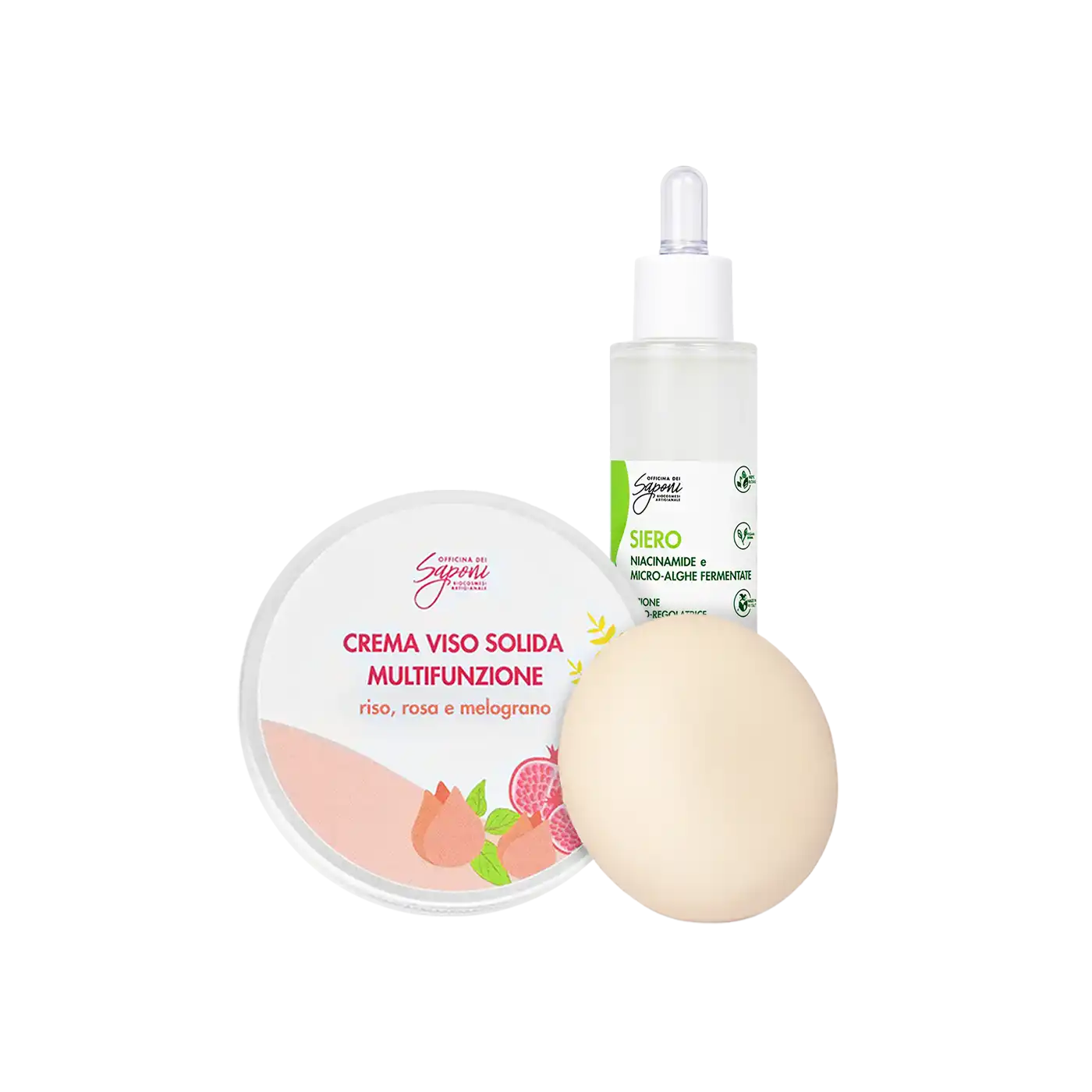 Officina dei Saponi Bifasica kit viso siero e crema solida pelli miste