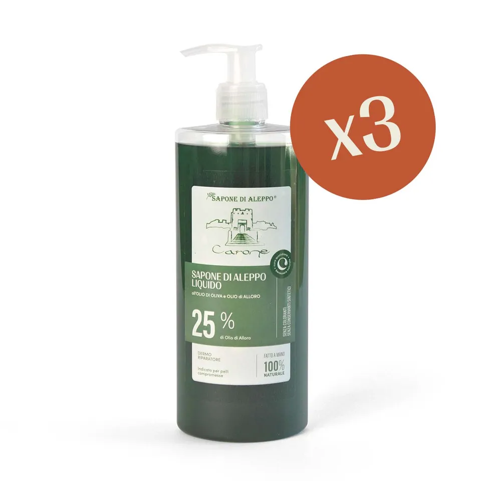 Noire di Hammam Sapone di Aleppo liquido 25% 3x400 ml