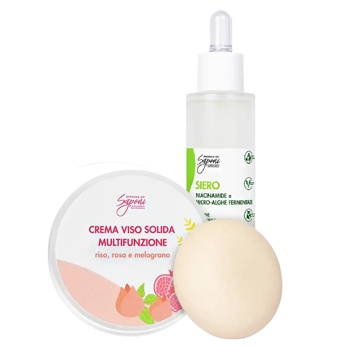 Officina dei Saponi Bifasica kit viso siero e crema solida pelli miste