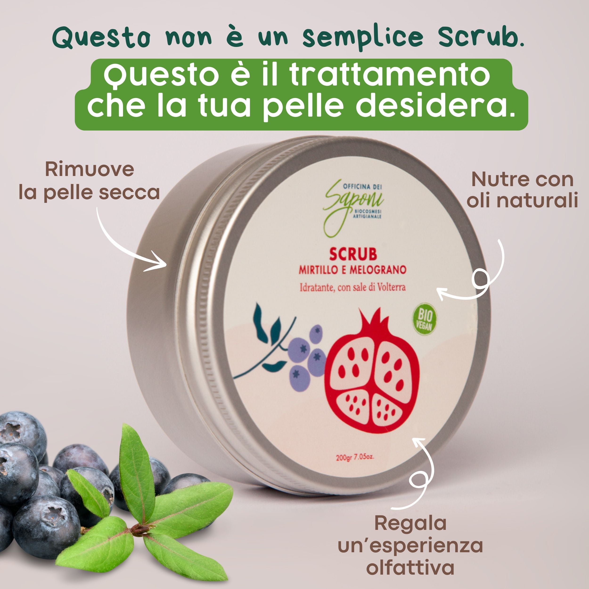 Officina dei Saponi Mirtillo e Melograno scrub corpo solido
