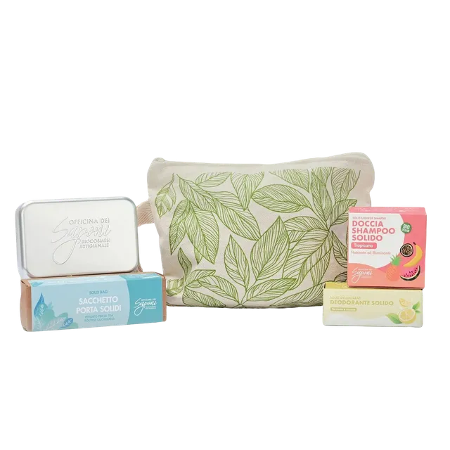 Officina dei Saponi Kit Viaggio Essenziale solidi con pochette