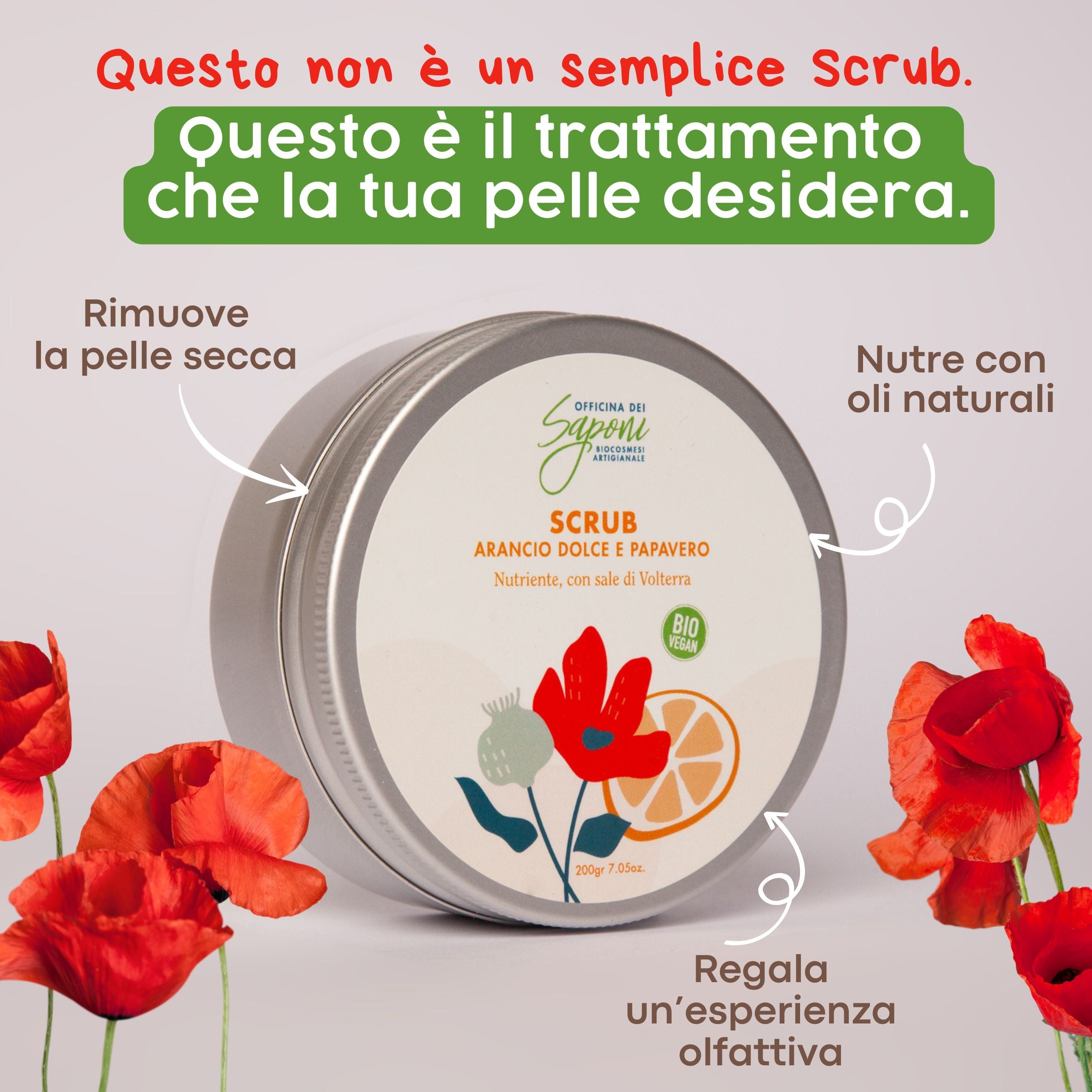 Officina dei Saponi Arancio e Papavero Scrub Corpo al Sale
