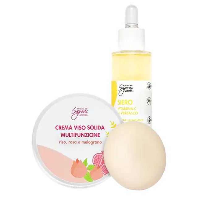 Officina dei Saponi Kit Viso Siero Illuminante + Crema Solida Vitamina C