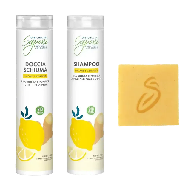 Officina dei Saponi Zenzero e Limone kit Puliti Fuori e Belli Dentro