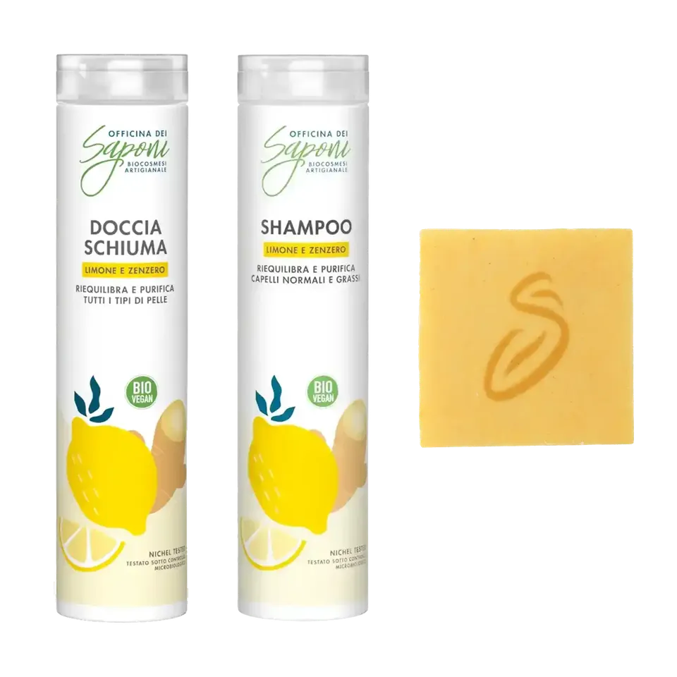 Officina dei Saponi Zenzero e Limone kit Puliti Fuori e Belli Dentro