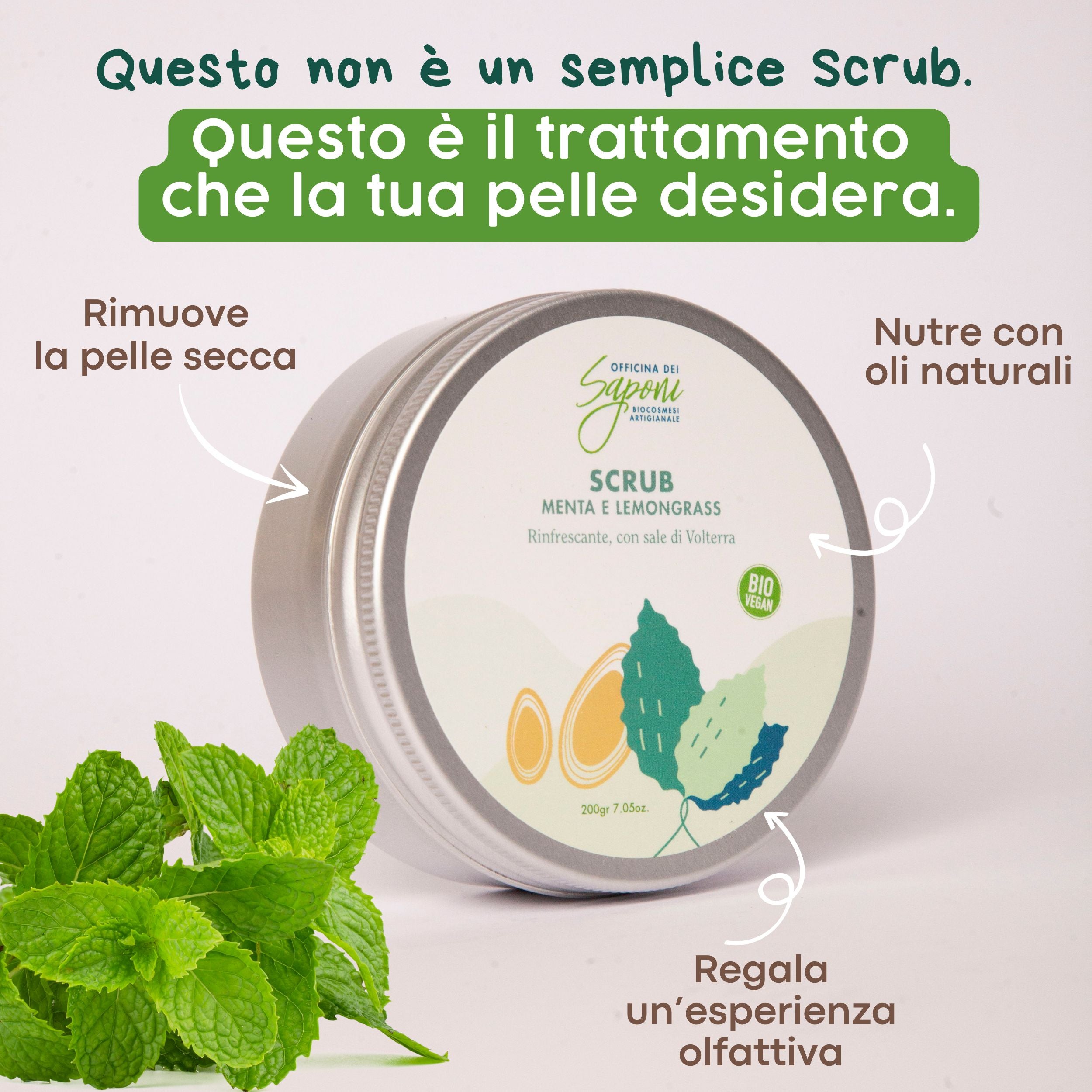 Officina dei Saponi Menta e Lemongrass scrub corpo biologico