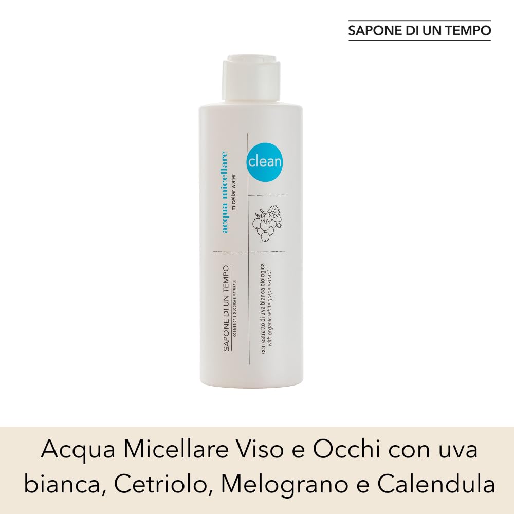 Sapone di un Tempo Acqua Micellare Viso e Occhi Uva Bianca