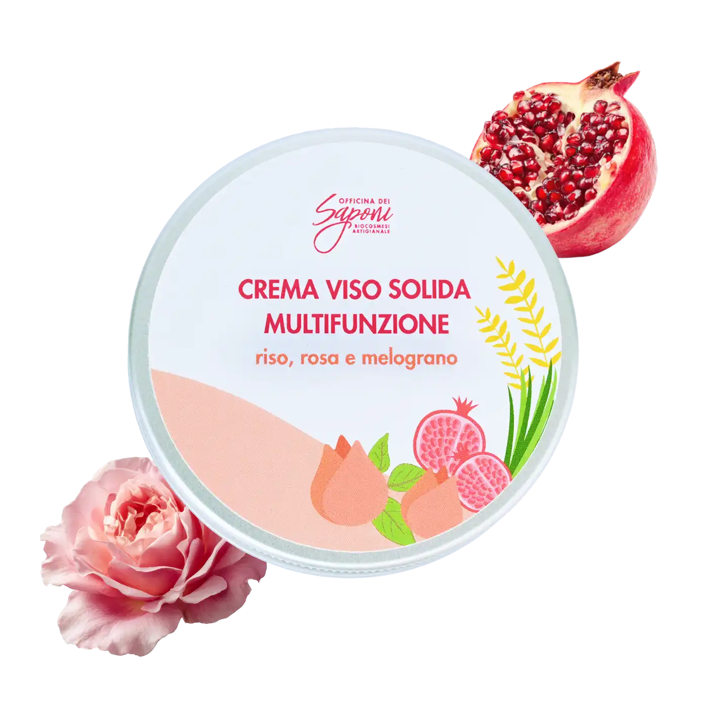 Officina dei Saponi Crema Viso Solida Riso Rosa Melograno