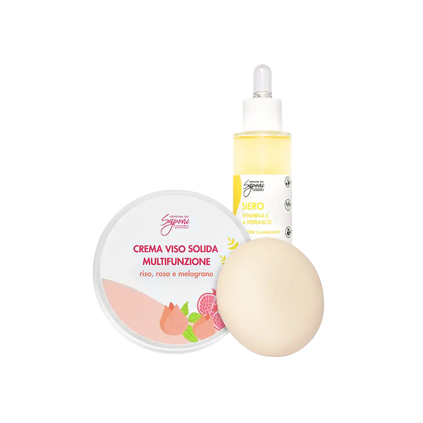 Officina dei Saponi Kit Viso Siero Illuminante + Crema Solida Vitamina C