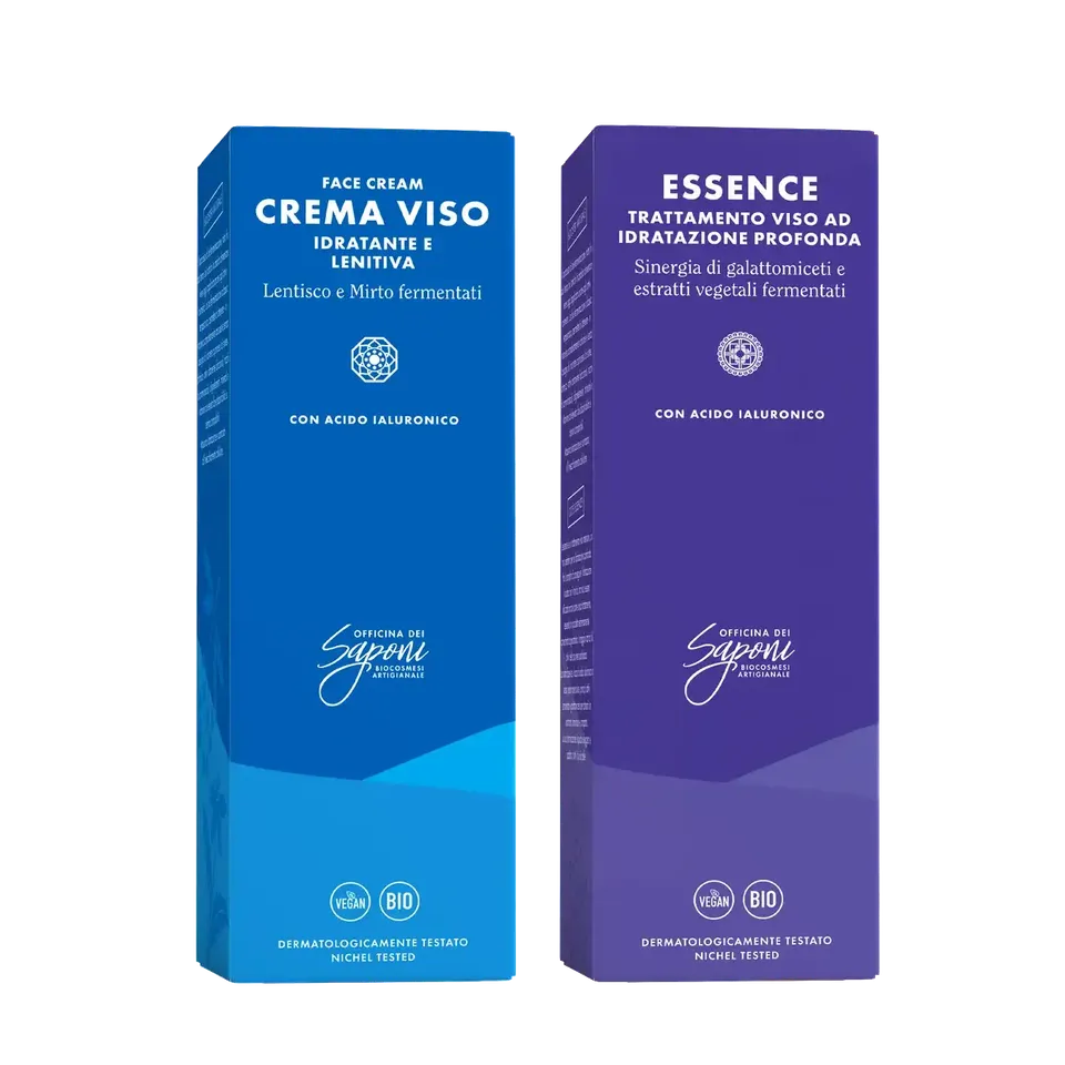 Officina dei Saponi Viso ai Fermentati Kit Essence e Crema Lenitiva
