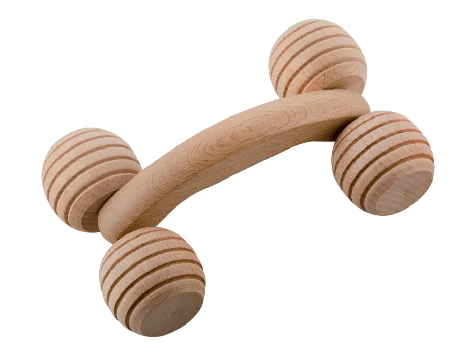 Noire di Hammam Massaggiatore 4 Ruote Grande in Legno 19 cm