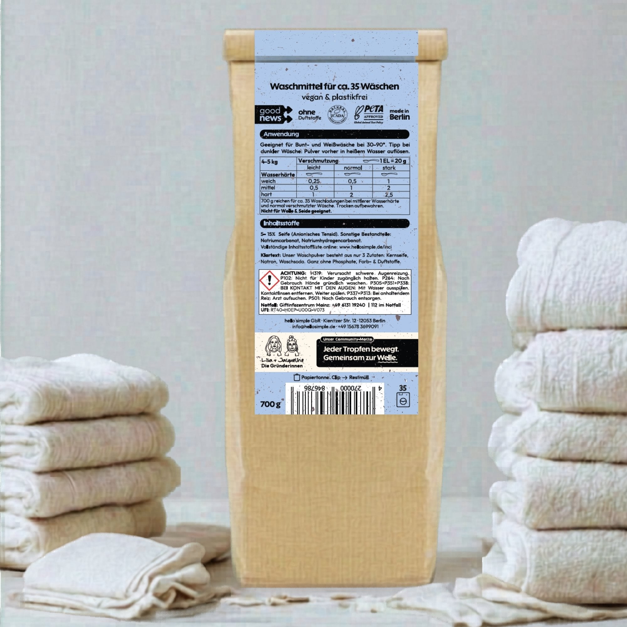 hello simple Pure Detersivo Bucato in Polvere Senza Profumo 700 g