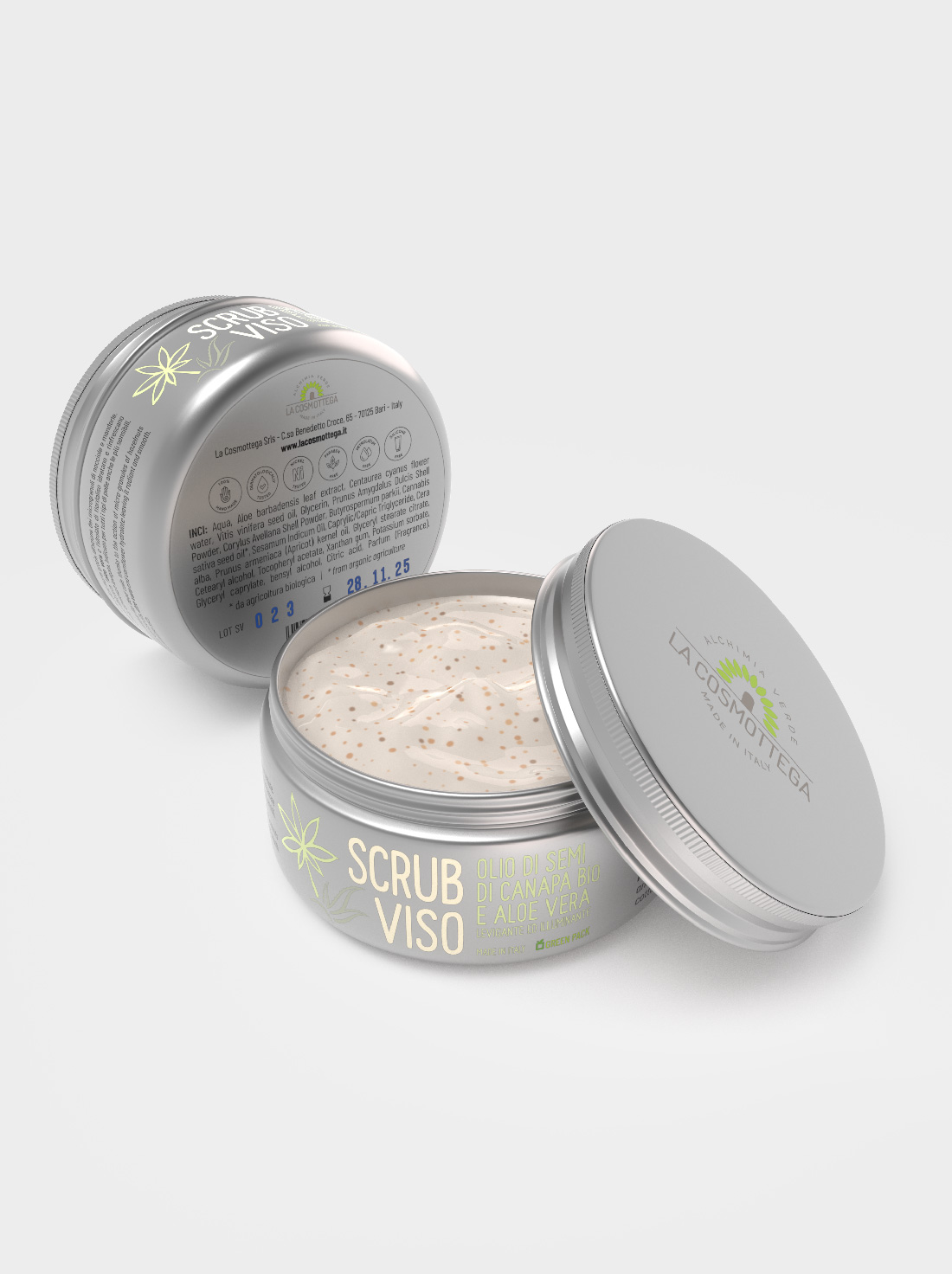 La Cosmottega Canapa scrub viso canapa bio e aloe vera pelli stanche