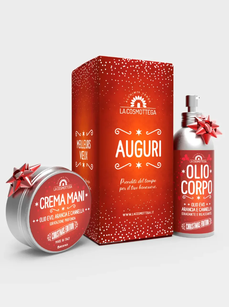 La Cosmottega Christmas Edition set olio corpo e crema mani arancia cannella