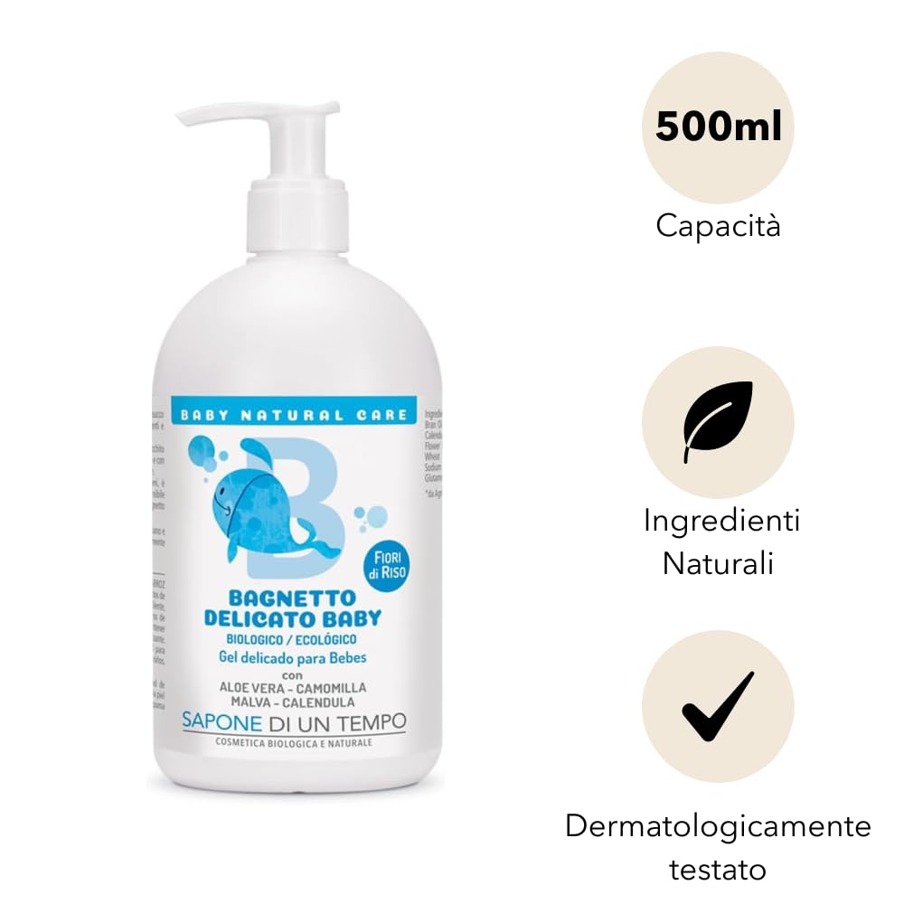 Sapone di un Tempo Baby Bagnetto Delicato Fiori di Riso 500 ml pelle sensibile