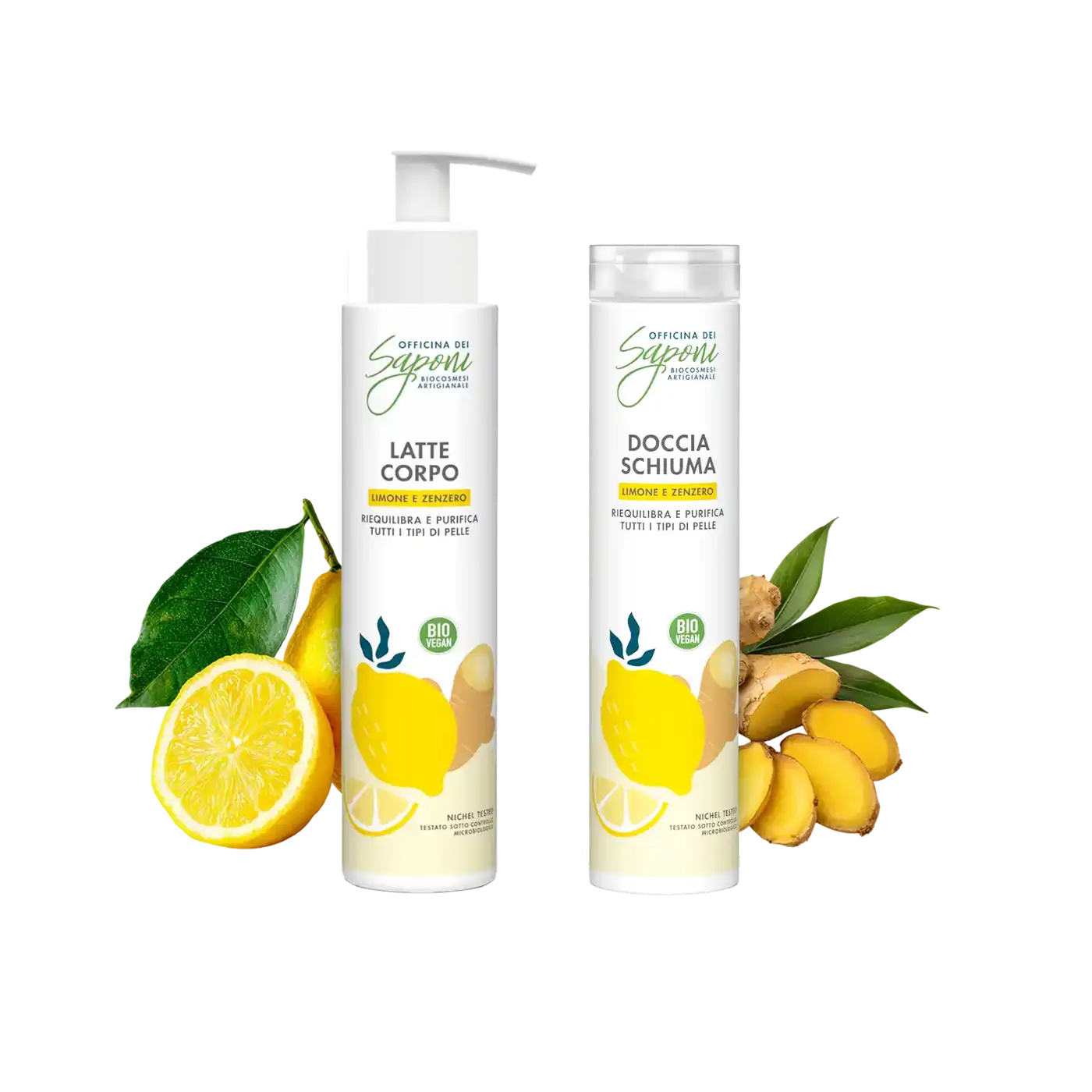 Officina dei Saponi Zenzero e Limone kit doccia latte corpo agrumato