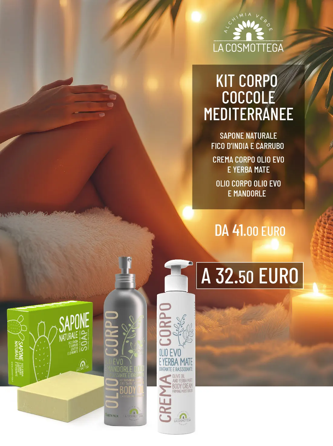 La Cosmottega Kit Corpo Sapone Fico Crema e Olio nutriente