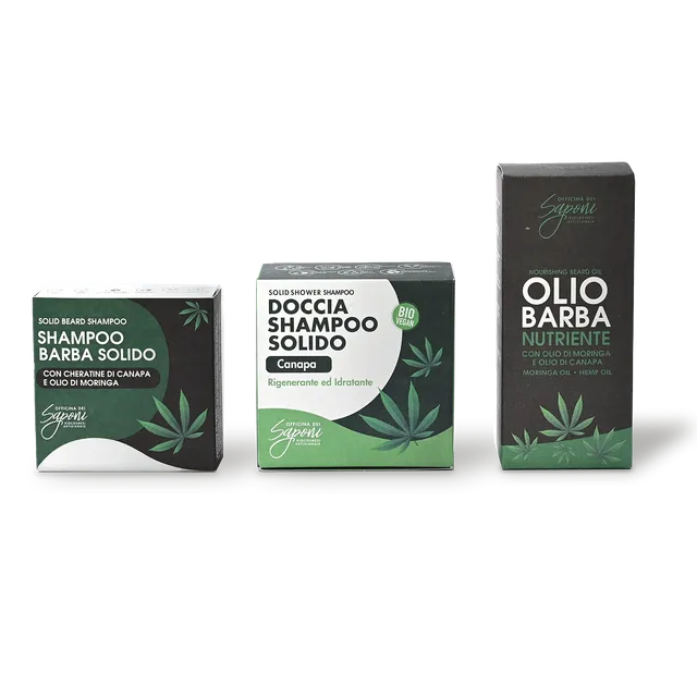 Officina dei Saponi Routine Uomo Barba Lunga kit 3 pezzi canapa