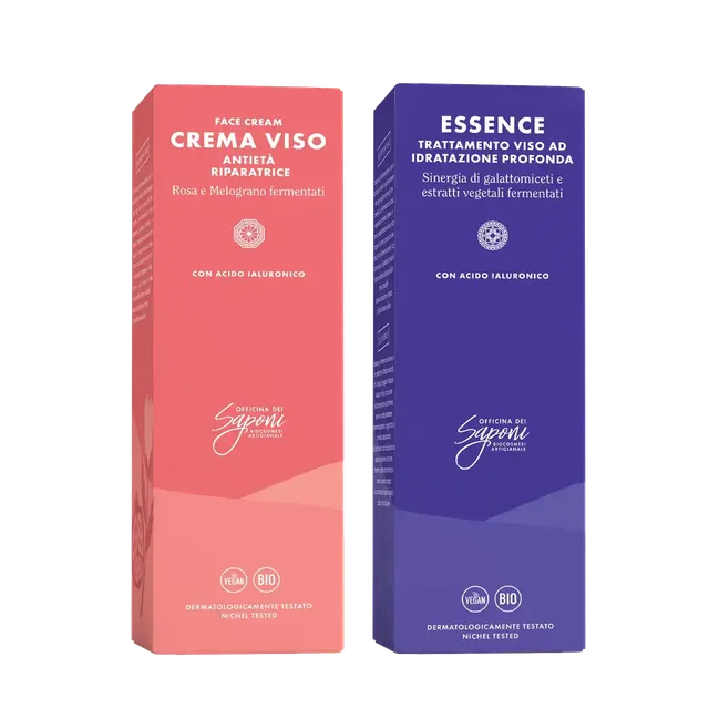 Officina dei Saponi Fermentati Kit Essence e Crema Antietà pelle secca