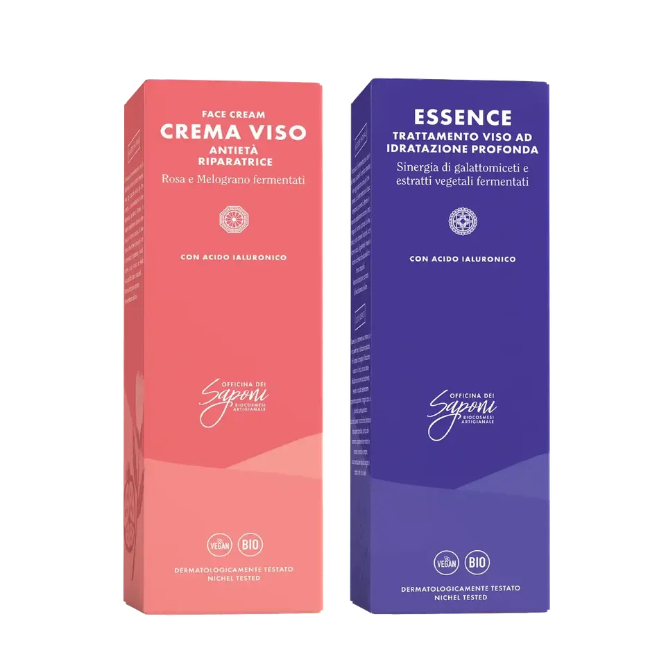 Officina dei Saponi Fermentati Kit Essence e Crema Antietà pelle secca