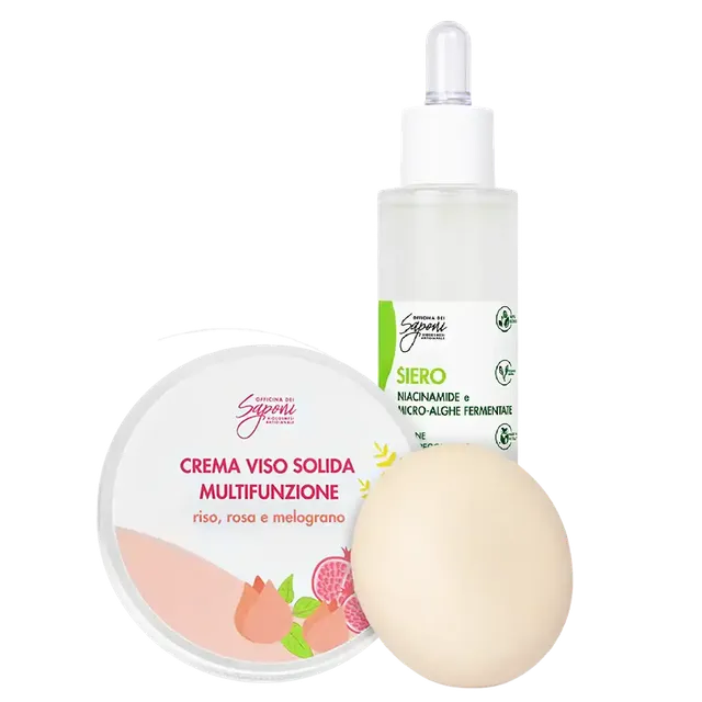 Officina dei Saponi Bifasica kit viso siero e crema solida pelli miste