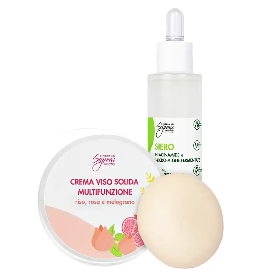 Officina dei Saponi Bifasica kit viso siero e crema solida pelli miste