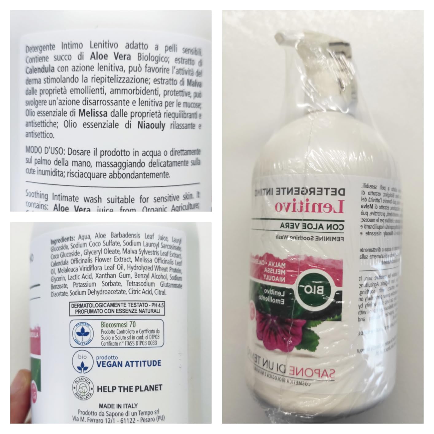 Sapone di un Tempo Detergente Intimo Delicato Altea Bio 500 ml lenitivo