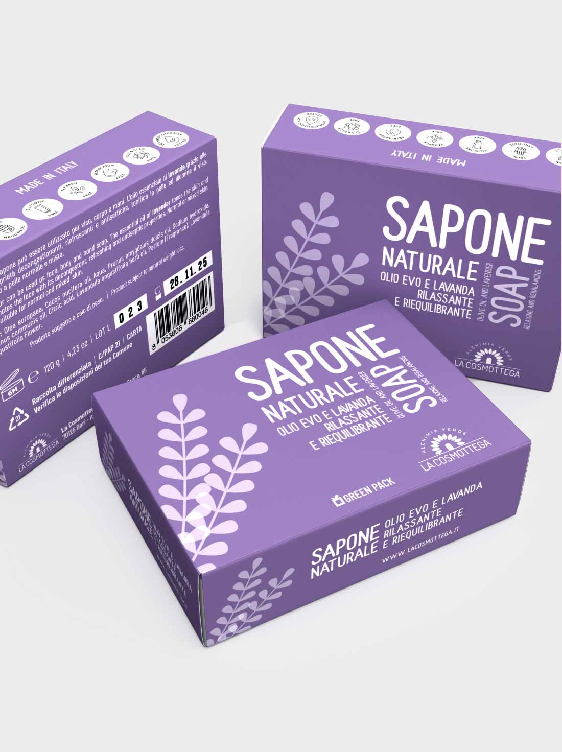La Cosmottega Sapone Olio Evo e Lavanda 120 g