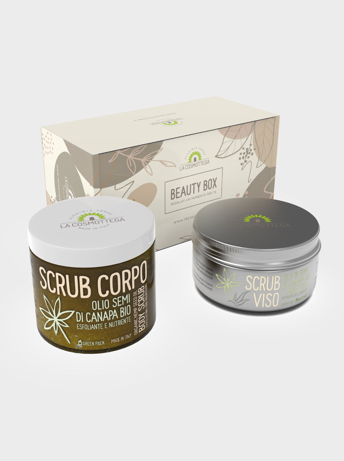 La Cosmottega Beauty Box Scrub Viso Corpo Canapa Bio levigante