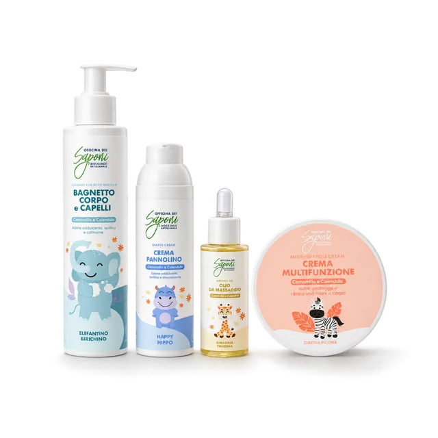 Officina dei Saponi Routine Bimbi Delicata kit 4 pezzi camomilla