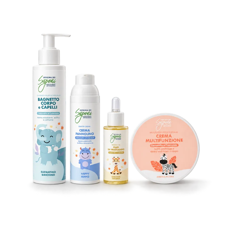 Officina dei Saponi Routine Bimbi Delicata kit 4 pezzi camomilla