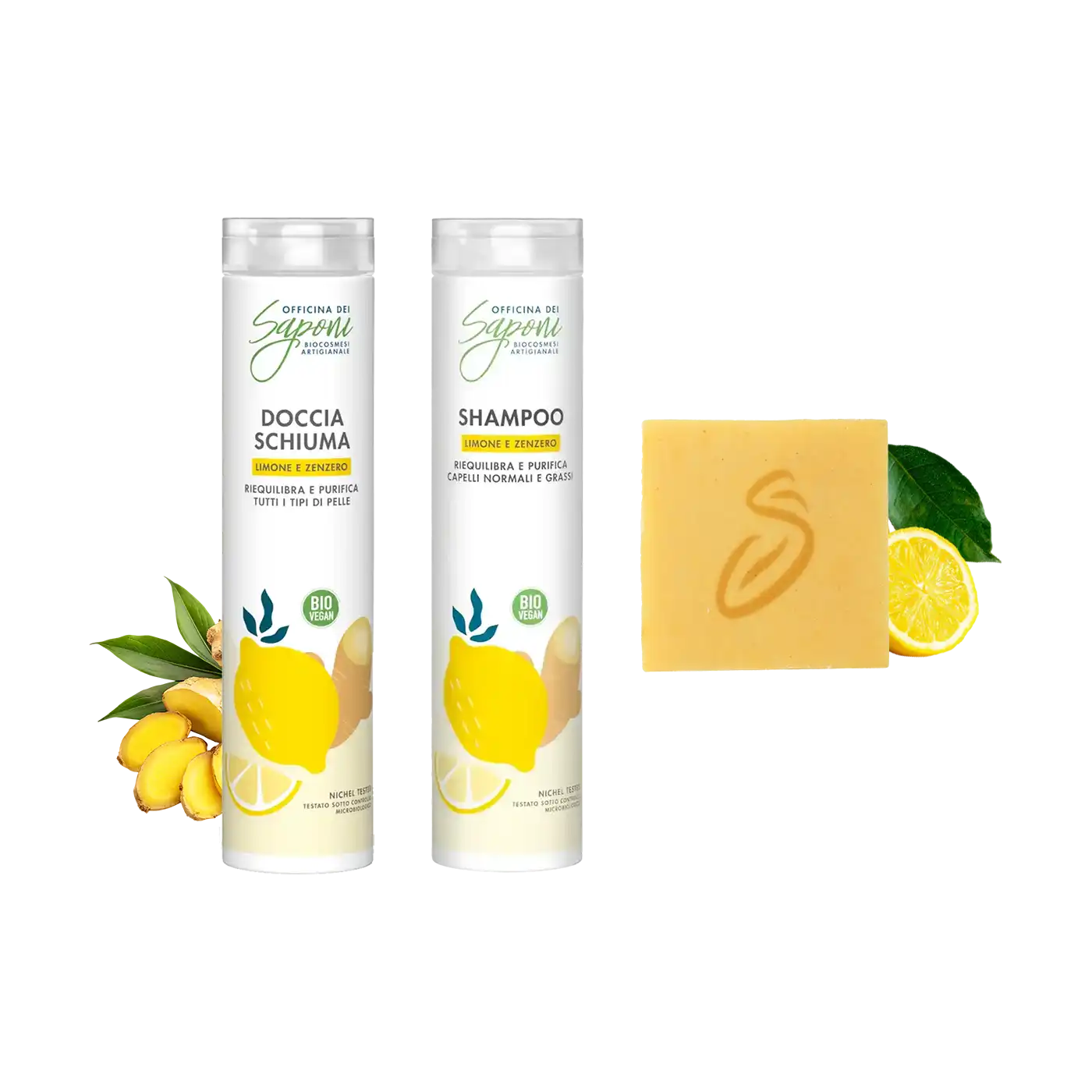 Officina dei Saponi Zenzero e Limone kit Puliti Fuori e Belli Dentro