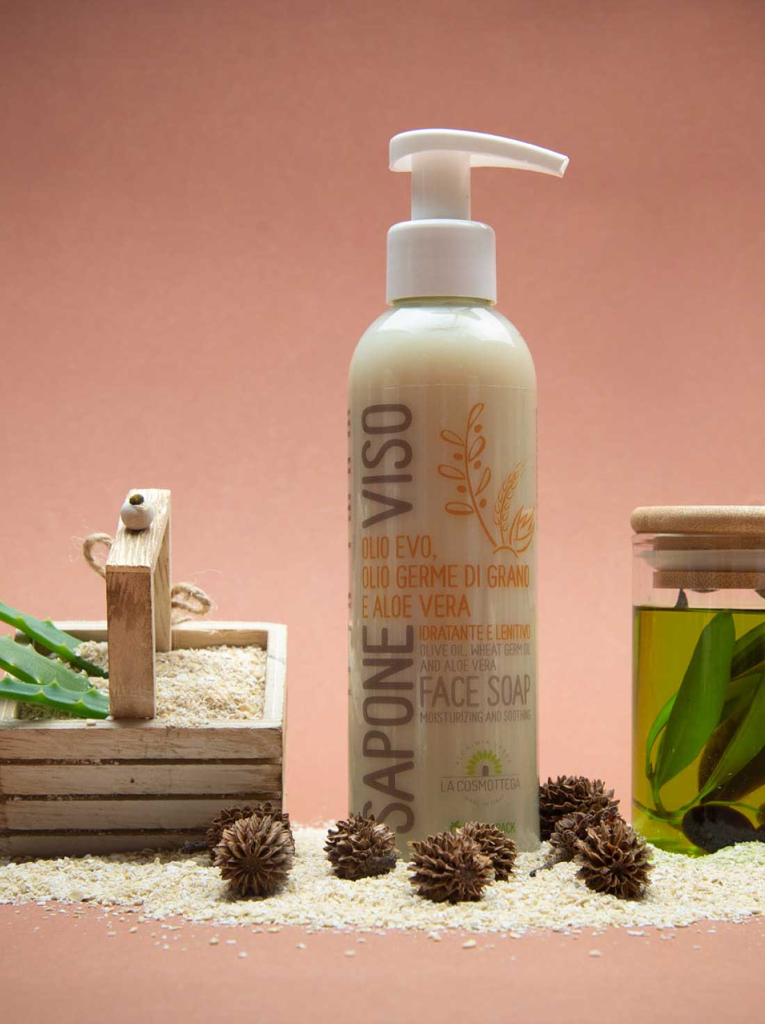 La Cosmottega Olio Evo Sapone Liquido Viso 200 ml all'aloe