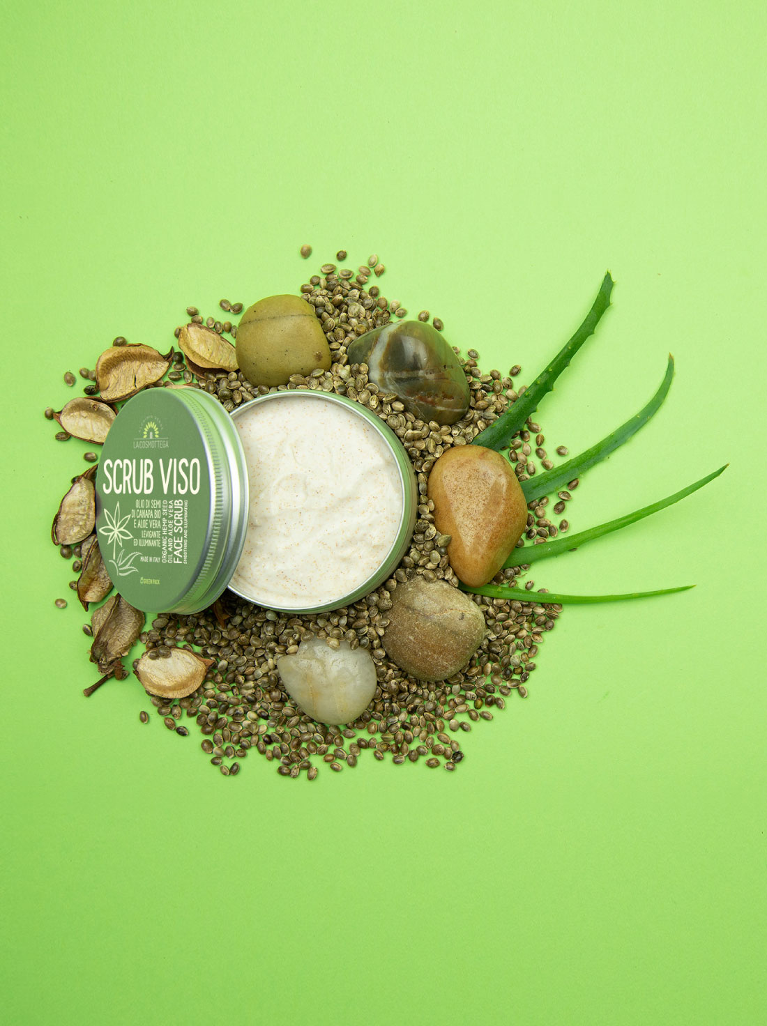 La Cosmottega Canapa scrub viso canapa bio e aloe vera pelli stanche