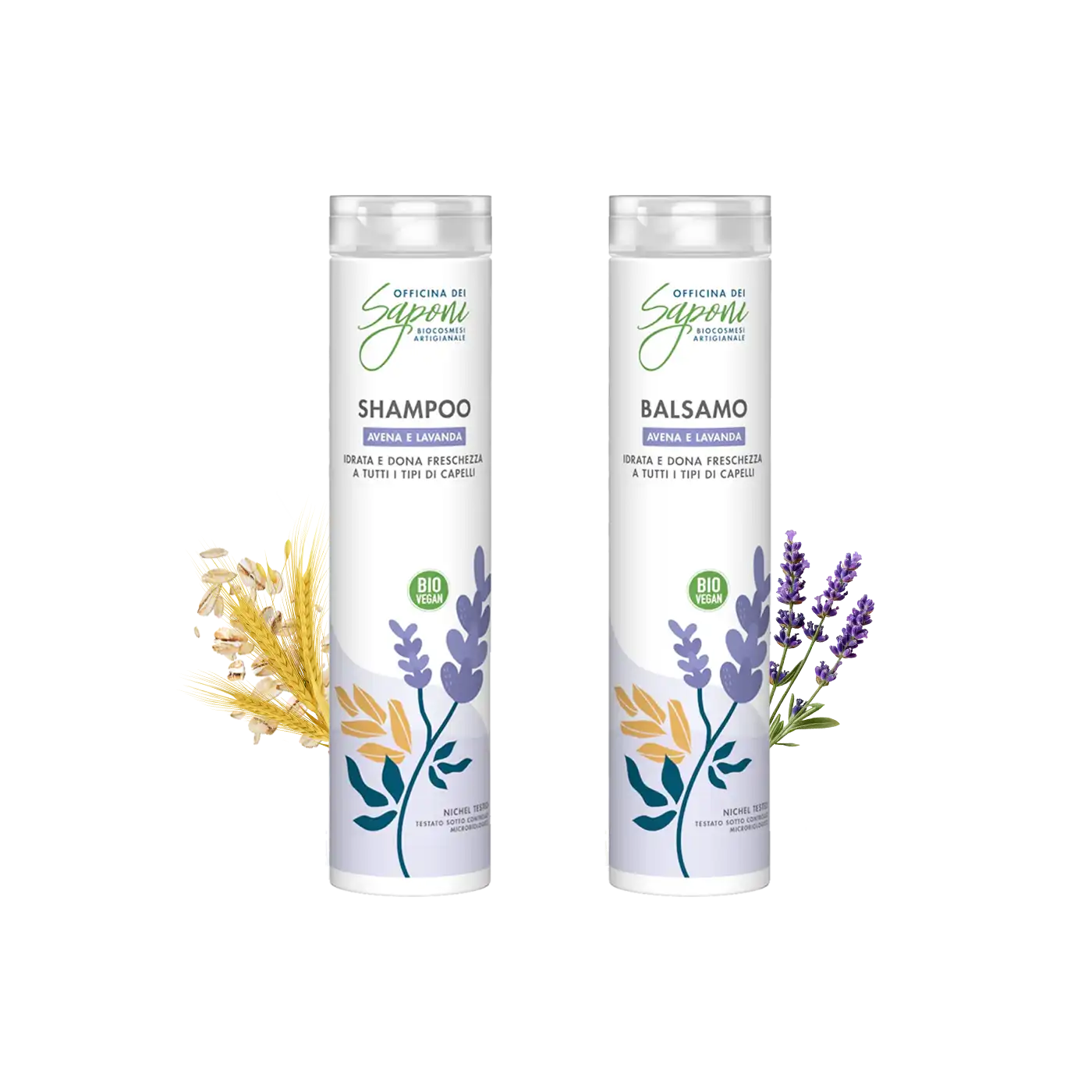 Officina dei Saponi Avena e Lavanda kit shampoo e balsamo capelli delicati