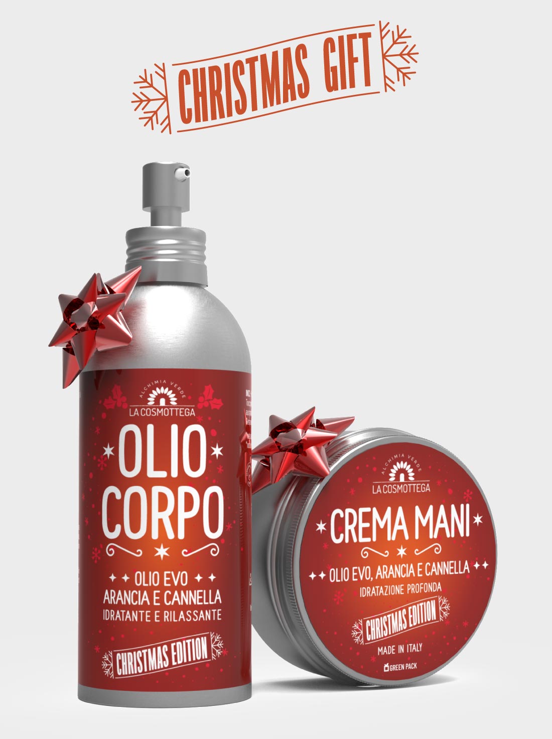 La Cosmottega Christmas Edition set olio corpo e crema mani arancia cannella