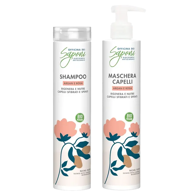 Officina dei Saponi Argan e Rosa Kit Shampoo e Maschera