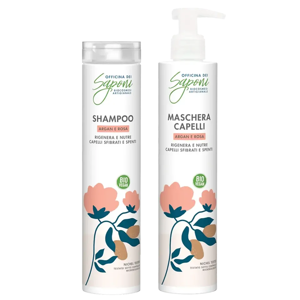 Officina dei Saponi Argan e Rosa Kit Shampoo e Maschera