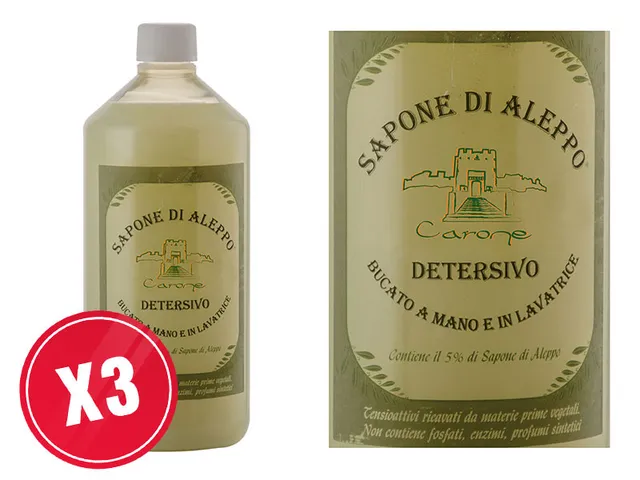 Noire di Hammam Sapone di Aleppo detersivo bucato 3x1000 ml